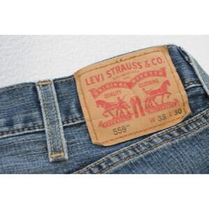 Levi's 559 Relaxed Straight Fit Rugged Blue Denim Jeans Mens Size 38 x 30